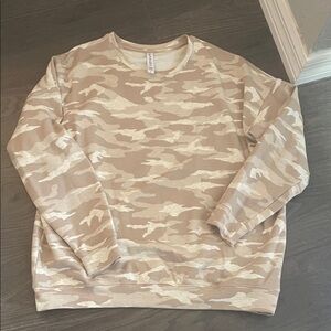 Athleta Women's Crewneck Sweater - Beige and Cream Camouflage